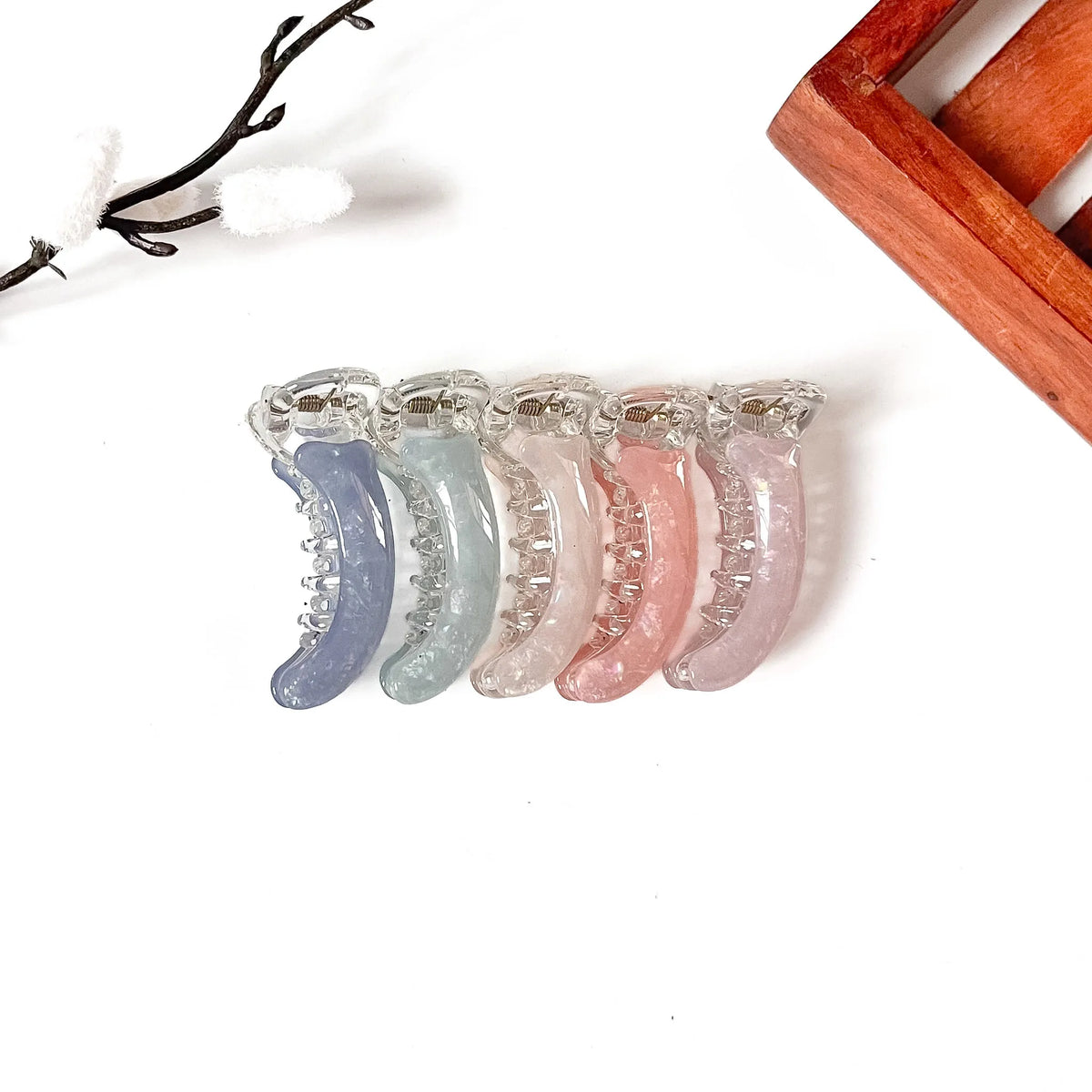 Sorbet pastel mini banana clips in five shimmer colours