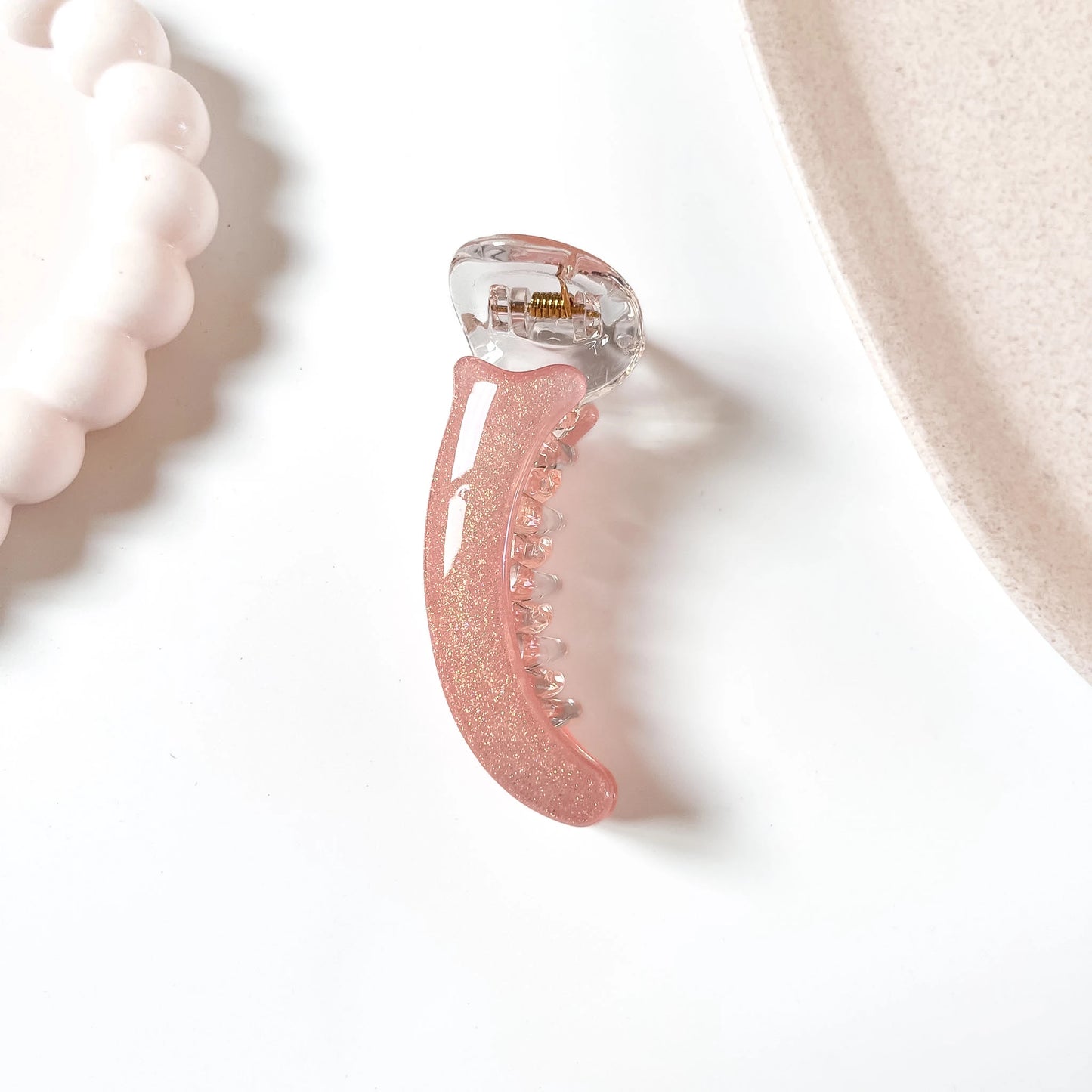 Sparkle banana clip pink rose gold glitter