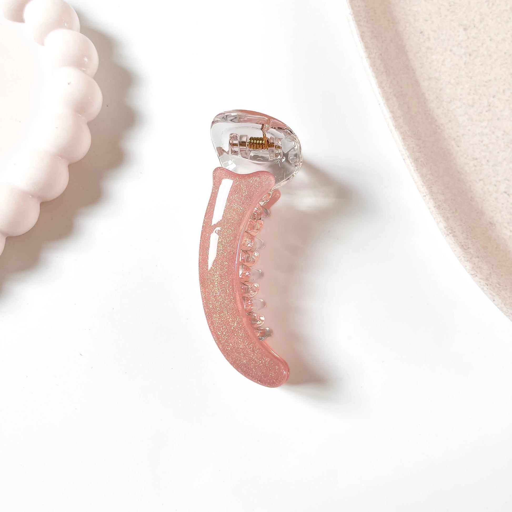Sparkle banana clip pink rose gold glitter