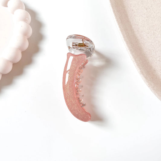 Sparkle banana clip pink rose gold glitter