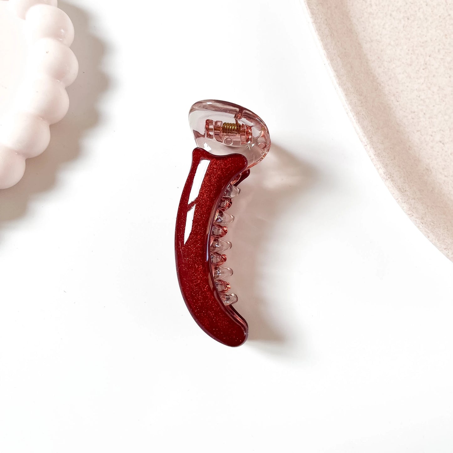 Sparkle banana clip red glitter maroon