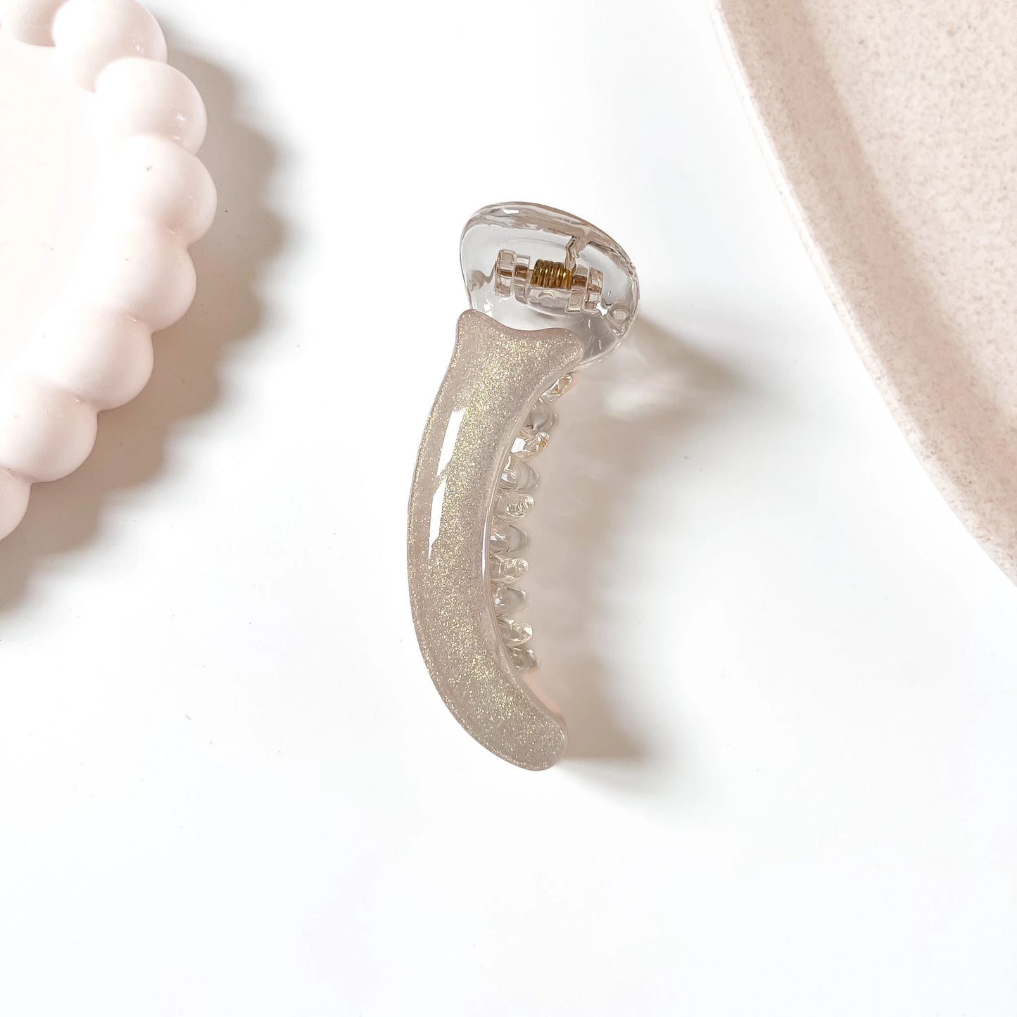 Sparkle banana clip silver white ivory glitter