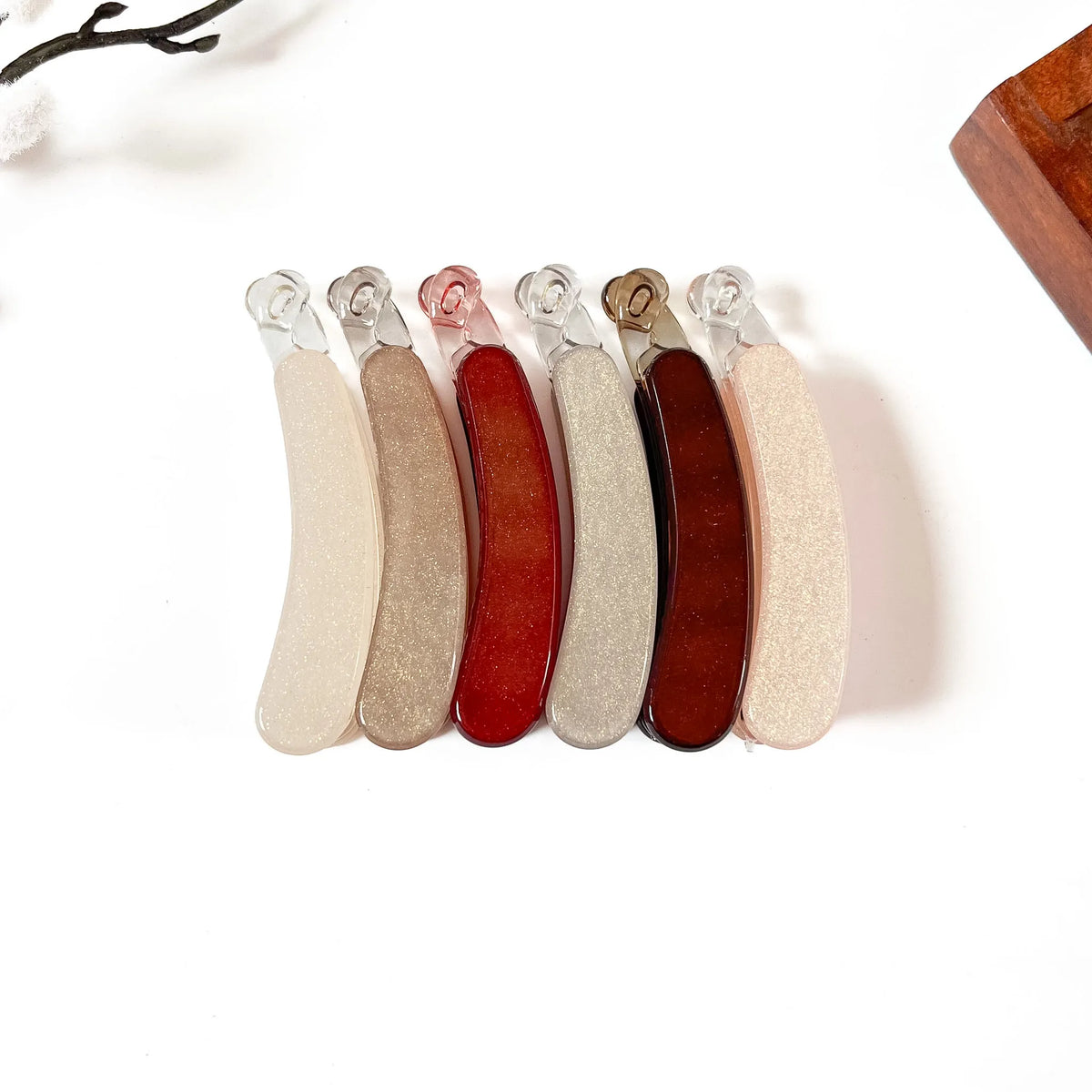 Sparkle glitter lock banana clip in 6 shades blush champagne red burgundy silver