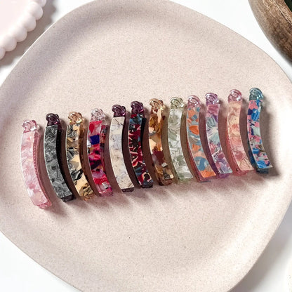 Straight mosaic lock banana clip in 12 shades pink grey gold red amber sage and more