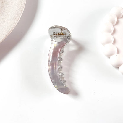 Lilac striped iridescent banana clip Pink