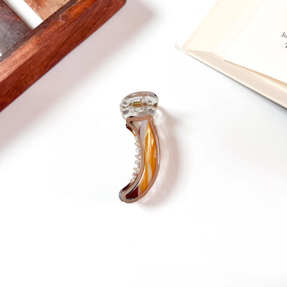 Amber Striped Resin Banana Clip, 5cm mini banana clip