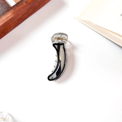 Black Striped Resin Banana Clip, 5cm mini banana clip