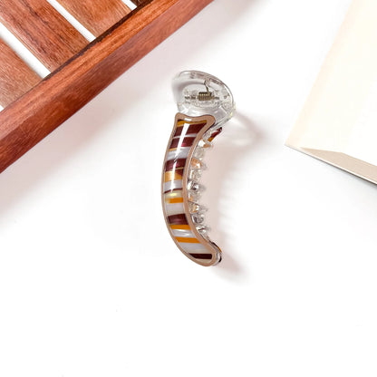 Autumn striped resin banana clutcher for hair