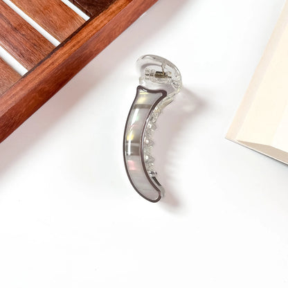Pearl iridescent resin banana clutcher for women