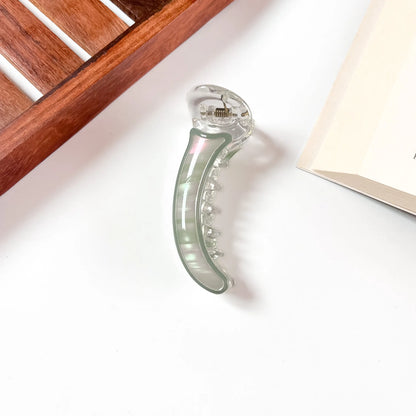 Sage green pearlescent resin banana clip for women