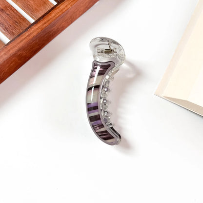 Violet striped resin banana clip for hair