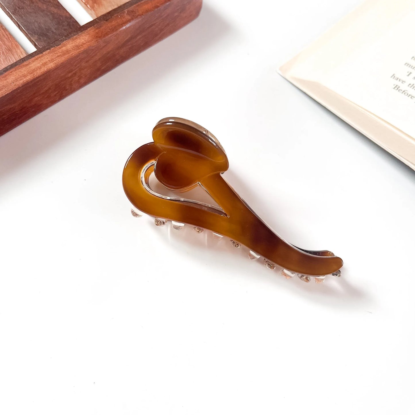 Amber tortoiseshell swirl claw clip for thick hair
