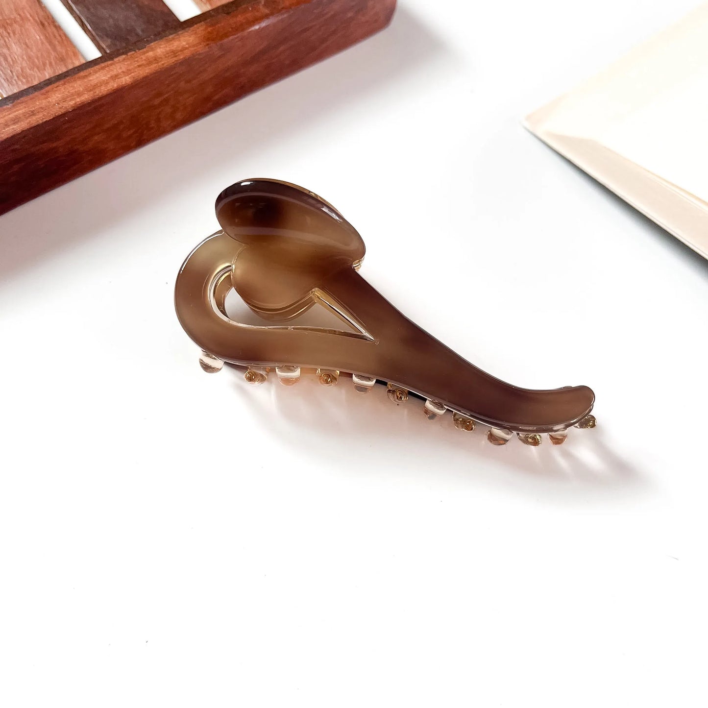 Brown marble swirl claw clip for hair