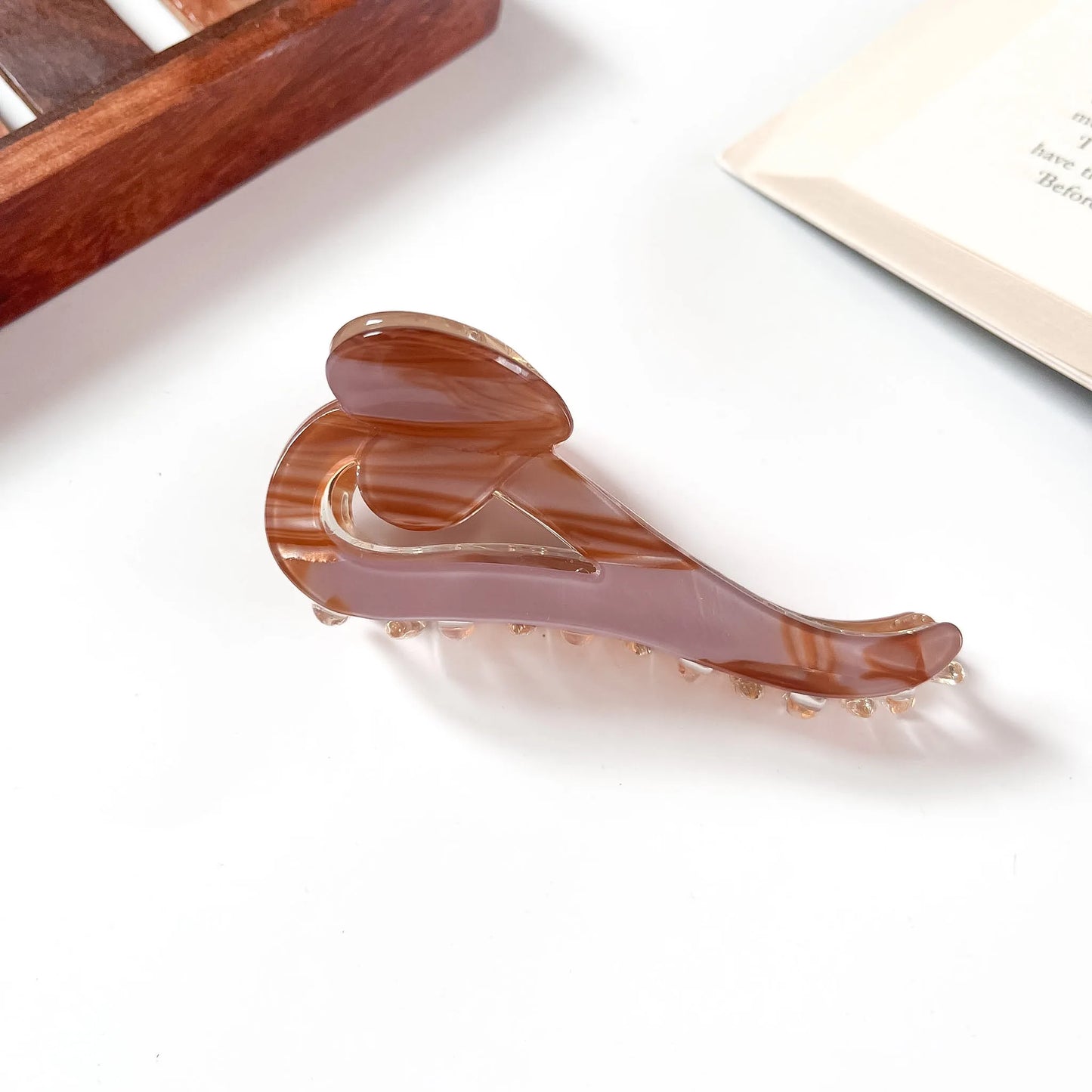 Mauve marble swirl claw clip for women