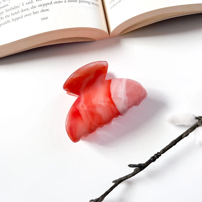 Coral swirled marble claw clip stylish hair clutcher for women
