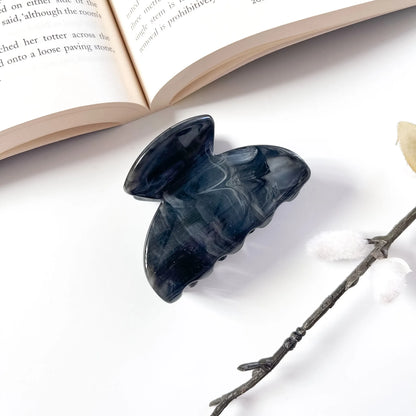 Navy swirled marble claw clip strong jaw clip for thick hair