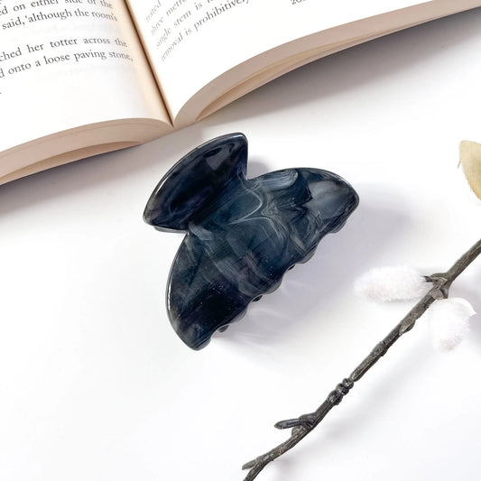 Navy swirled marble claw clip strong jaw clip for thick hair