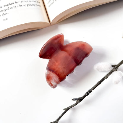 Wine swirled marble claw clip marbled acetate hair clutcher