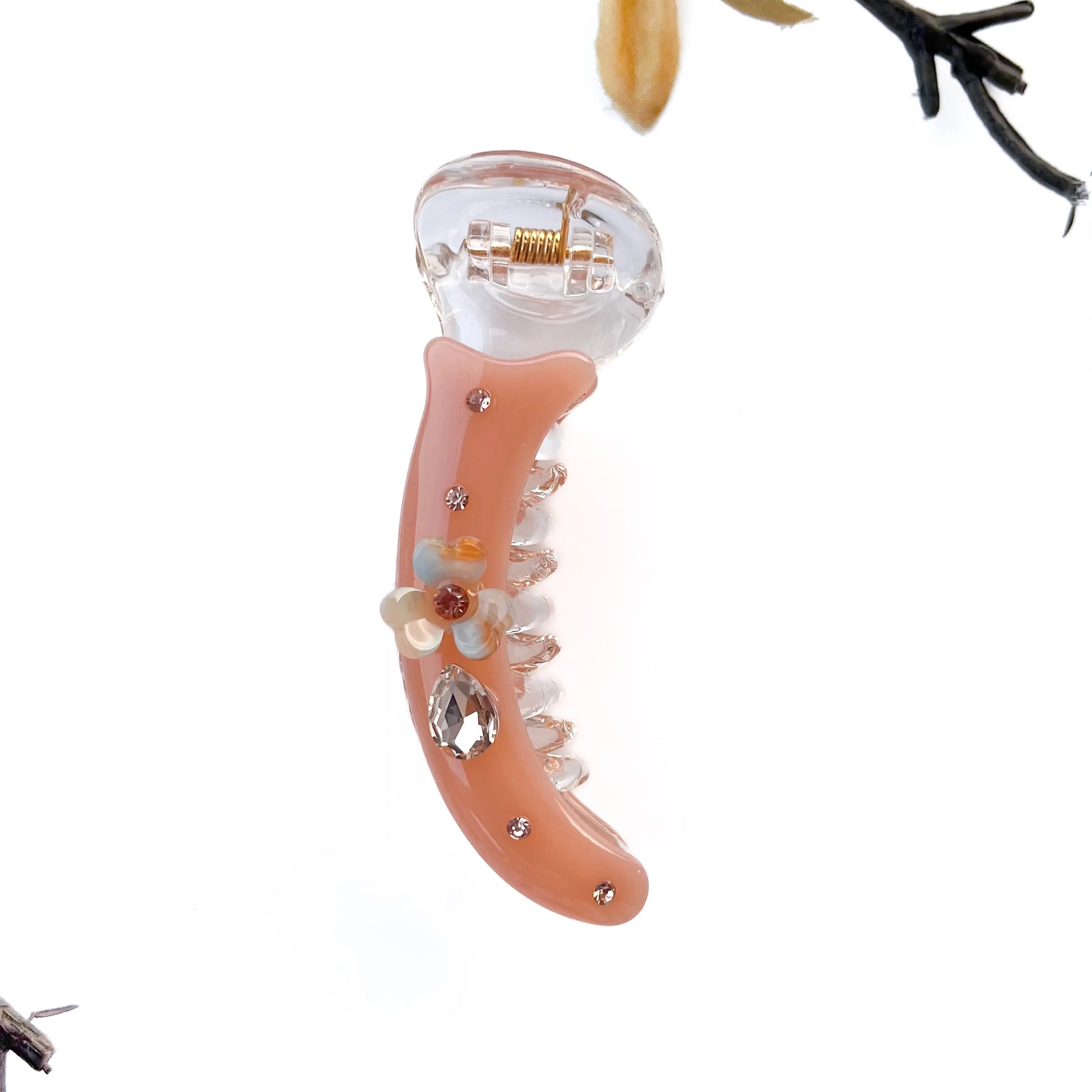 Teardrop crystal banana clip fancy embellished banana clip in blush