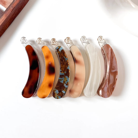 Tortoise lock banana clips in all 6 colours including dark tortoise, blue tortoise, ivory and blush marble