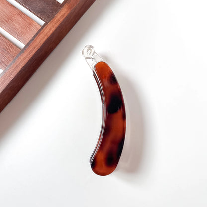 Dark tortoise printed acrylic lock banana hair clip for thick and long hair