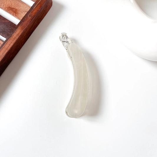 Ivory white marble acrylic lock banana hair clip with transparent pin