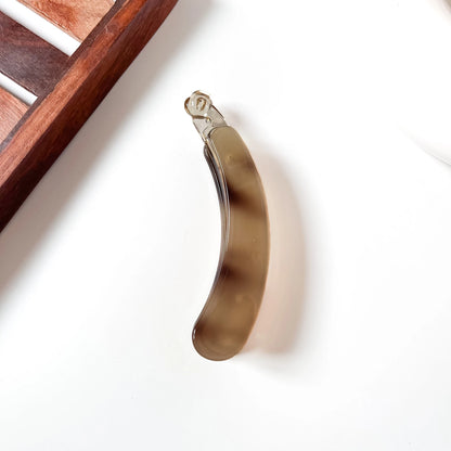 Khaki grey marble acrylic lock banana clip with transparent locking pin