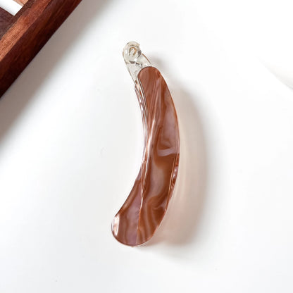 Pink Brown marble acrylic lock banana clip with locking pin closure