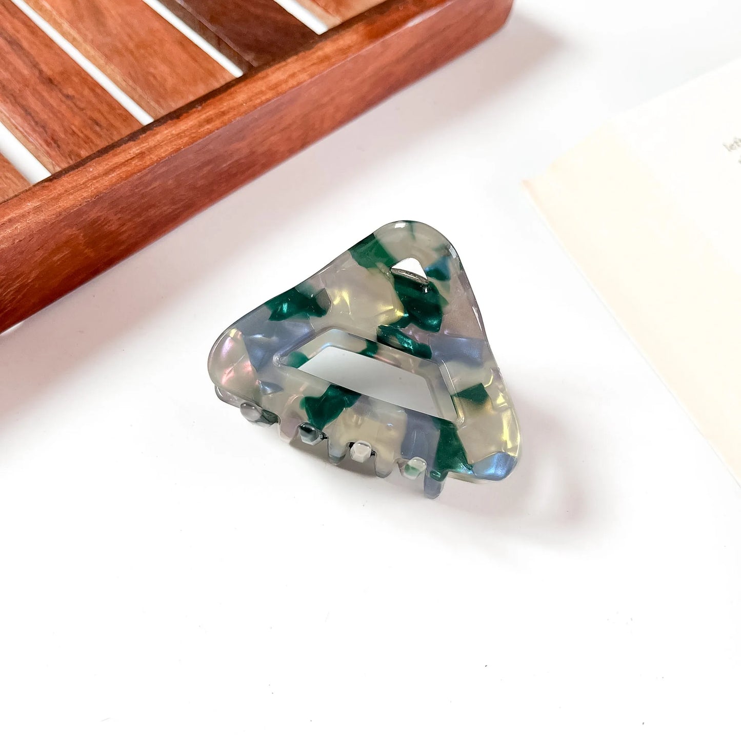 Forest fleck triangle claw clip for women
