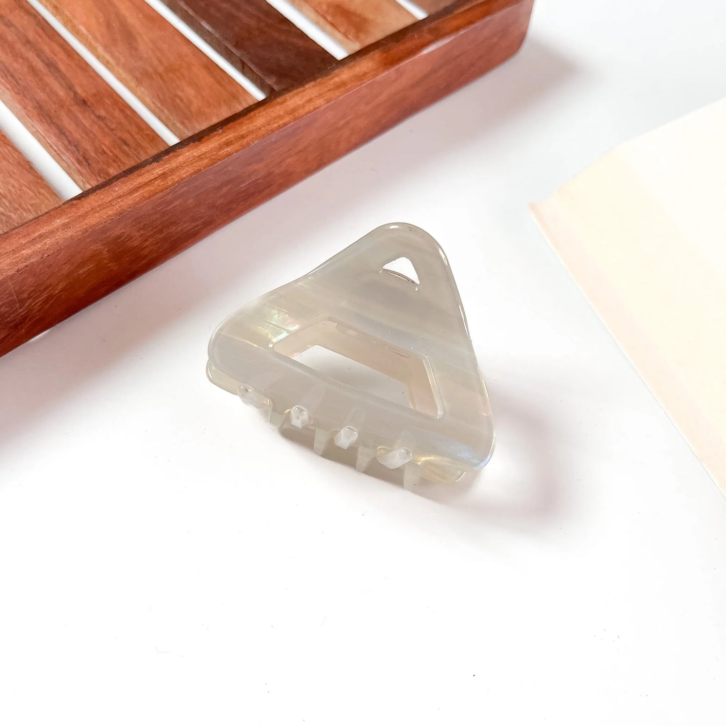 Pearl white triangle claw clip for women