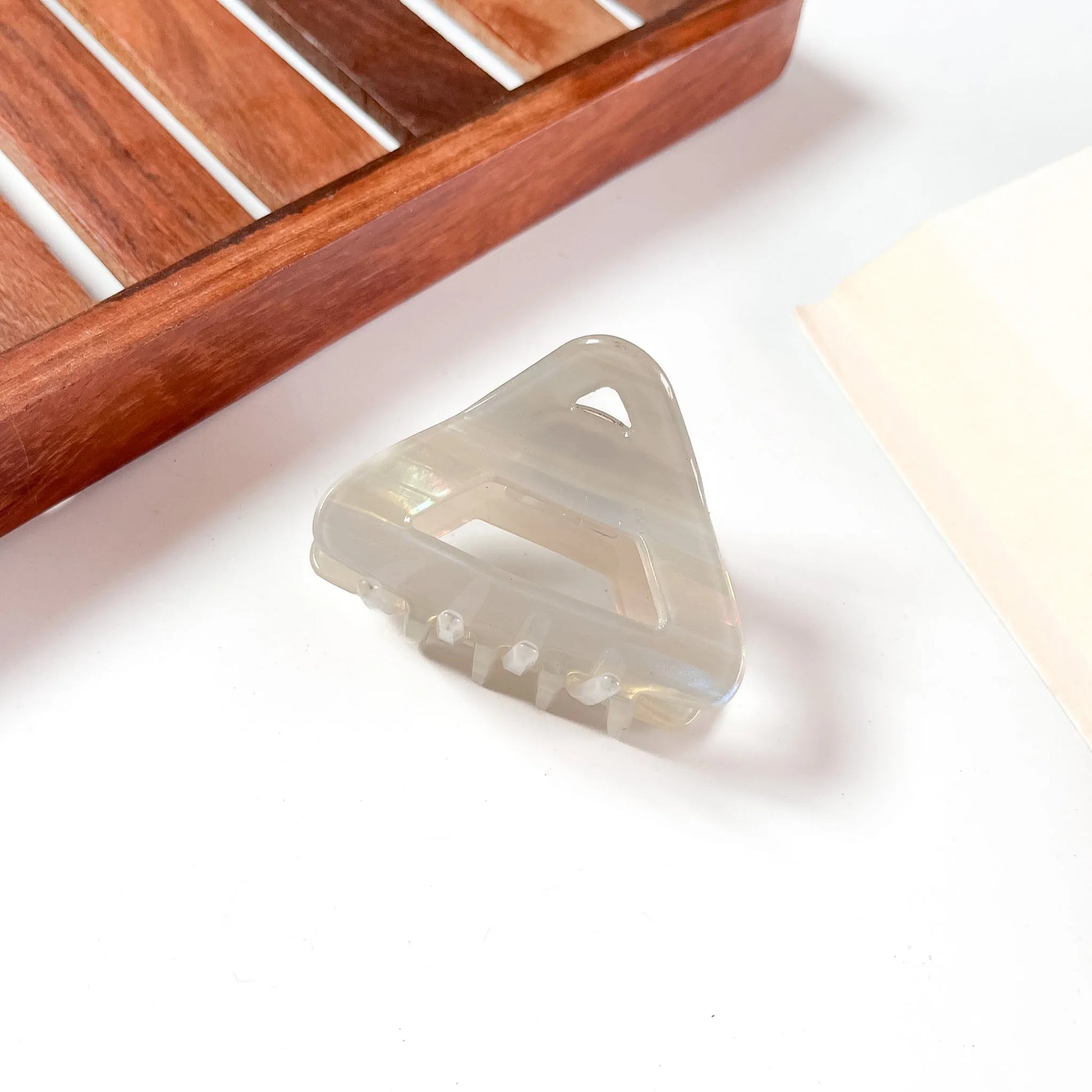 Pearl white triangle claw clip for women