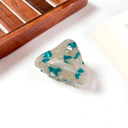 Teal fleck triangle claw clip for hair