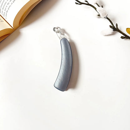 Cool silver blue velvet handle banana clip with transparent head, 8cm everyday hair clip