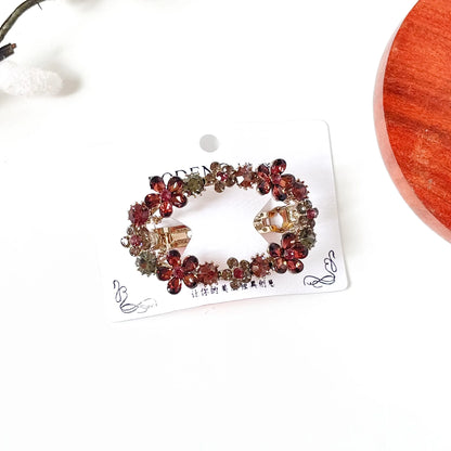 Merlot burgundy floral hair clip with crystal blooms, a jeweled barrette for weddings