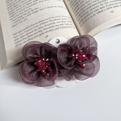 Dewdrop Floral Barrette – Elegant Center Hair Clip Berry